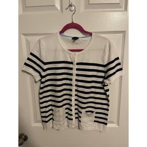 Talbots Blue And White Striped Knit Size Large